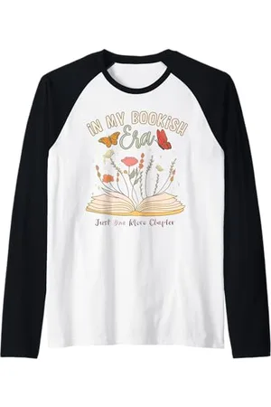 Bibliophile Book Lovers Book Blogger Tees In My Bookish Era Book Lover, maglietta con libro aperto e fiori Maglia con Maniche Raglan
