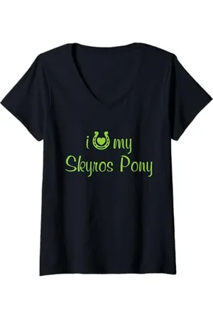 Hip Donna Istruttore di equitazione con cavalli pony I Love My Skyros Maglietta con Collo a V