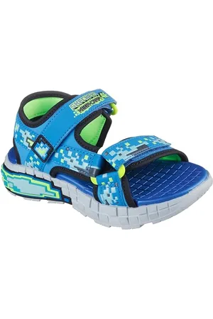 Skechers Mega-Splash 4K, Sandali Bassi Bimbo 0-24, Blue/Lime, 21 EU
