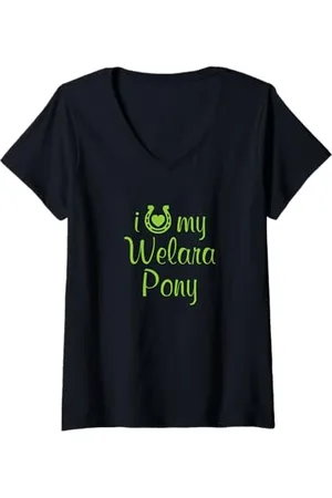 Hip Donna I Love My Welara - Attrezzo per equitazione Maglietta con Collo a V