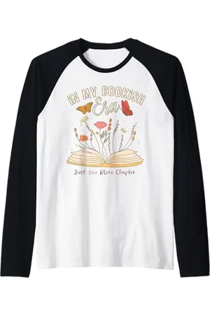Bibliophile Book Lovers Book Blogger Tees In My Bookish Era Book Lover, maglietta con libro aperto e fiori Maglia con Maniche Raglan