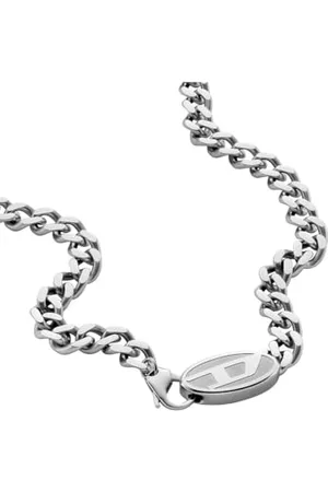 Diesel Collana da uomo in acciaio inossidabile con chiusura a moschettone