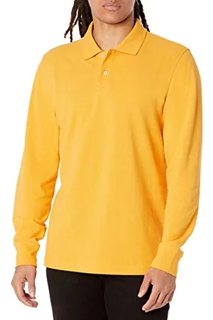 Amazon Polo in piqué a Maniche Lunghe vestibilità Aderente Uomo, , M