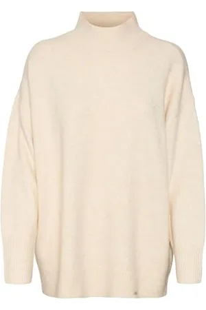 VERO MODA Vmphillis LS Highnk Ga Boo-Pullover Lungo Maglione Lavorato a Maglia, Betulla/Dettaglio: Melange, L Donna