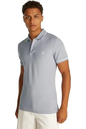 Calvin Klein Uomo Maglietta Polo Maniche Corte Tipping Slim Fit, Viola (Aleutian), L
