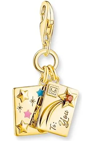 Thomas Sabo Ciondolo da donna in argento sterling 925, placcato oro giallo 750, smalto freddo 2065-414-7, misura unica, Argento sterling, Zirconia cubica