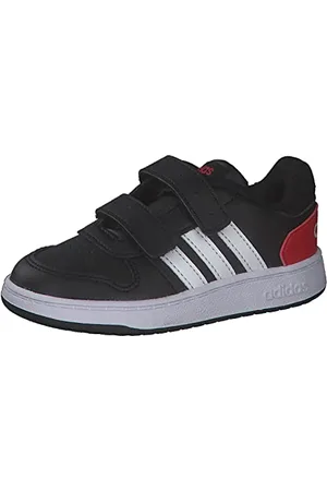 adidas Hoops 2.0 Cmf C, Scarpe da Basket Unisex - Adulto, Core Black/White/Vivid Red, 34 EU