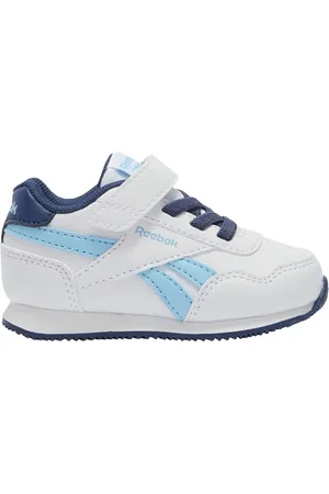 Reebok Royal Jog 3.0 Elastic & Top Strap, Scarpe da Ginnastica, Ftwrwhite-Blu Digitale Batikblue, 22.5 EU