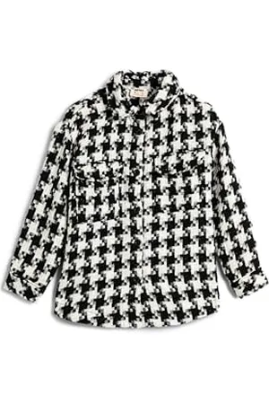 Koton Houndstooth Patterned Shirt Pockets Long Sleeve, Camicia Ragazze, (9C9)