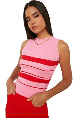 Trendyol Women Crew Neck Knitwear Blouse Donna Slim Fit Basic Girocollo Maglieria Camicetta, , XS