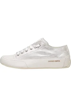Candice Cooper Rock S-Sneakers in Pelle Sfumata-Bianco, Bianco-Argento 40