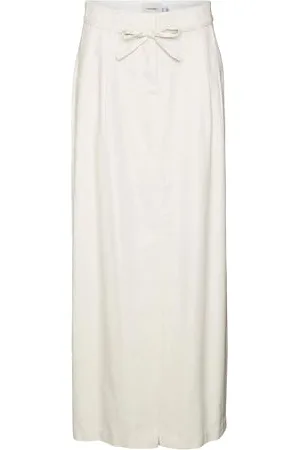 VERO MODA VMFLORENCE HW Long Linen Skirt Gonna, Betulla/Dettaglio: Melange, 46 Donna