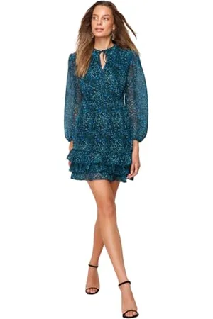 Trendyol Grün-gemustertes Volumenkleid Business Casual Dress, , 44 Donna