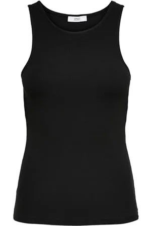 ONLY Onlkenya Life Rib Tank Top Jrs Noos Top, (Black), XS Donna