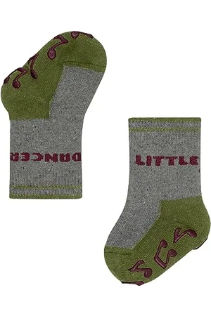 Falke Little Dancer B HP cotone seta con suola in gomma 1 paio, Calze da casa Unisex - Bimbi 0-24, Grigio (Light Grey 3400), 62-68