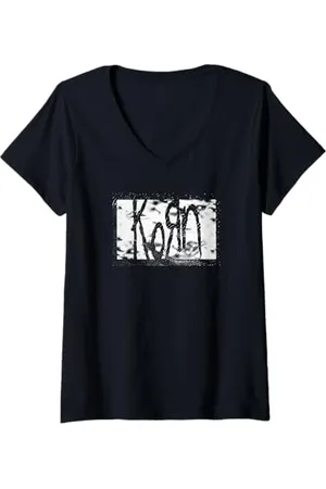 Korn Donna Gritty Logo Maglietta con Collo a V Maglietta con Collo a V