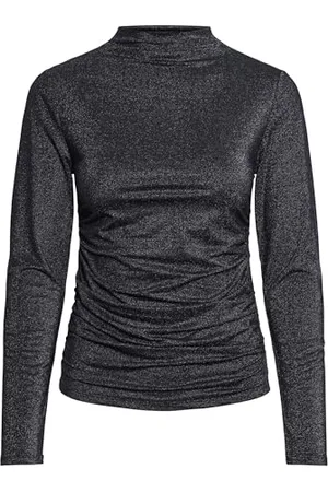 Pieces® Pcmonica LS Glitter Ruching Top Noos Maglietta a Maniche Lunghe, , M Donna