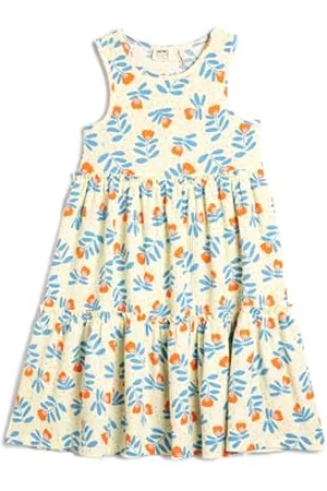 Koton Midi Dress Sleeveless Crew Neck Flower Printed Tiered, Vestito Ragazze, (1D5)