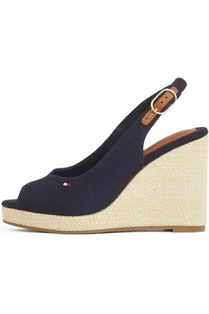 Tommy Hilfiger Donna Espadrillas Wedge Flag High Slingback con Cinturino alla Caviglia, Blu (Space Blue), 36