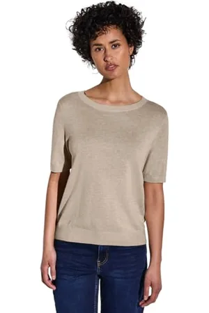 Street one A303225 Maglione a Maniche Corte, Sheer Beige Mel, 44 Donna