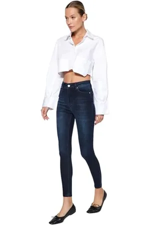 Trendyol Blue High Waist Skinny Jeans Twoaw24je00066, , 48 Donna