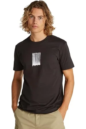 Calvin Klein Uomo T-shirt Maniche Corte Brush Stroke Graphic Tee Regular Fit, Nero (Ck ), L