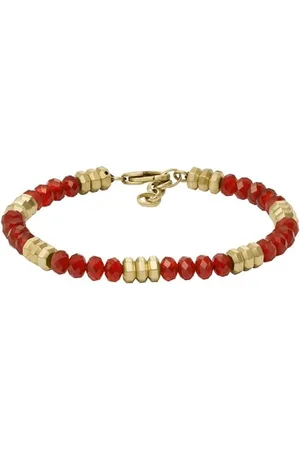Fossil Bracciale da Uomo, Acciaio Inossidabile, L: 220 mm, L: 6 mm, Rossa