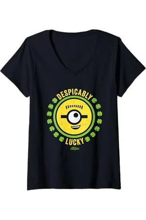 Minions Donna Despicably Lucky Maglietta con Collo a V