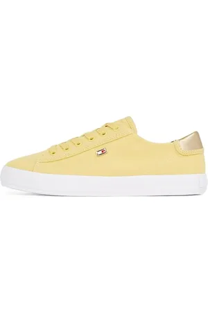 Tommy Hilfiger Donna Sneakers Vulcanizzate Canvas Lace Up Eleganti, Giallo (Meringue), 37
