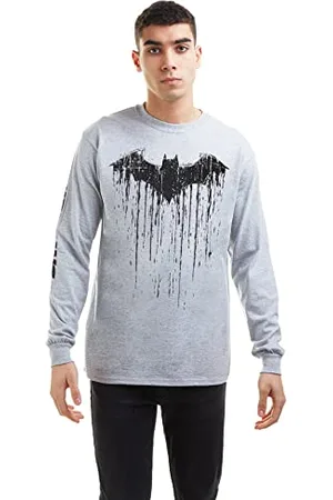 DC Comics Originals Vernice Batman Top Manica Lunga, Grigio Sportivo, XL Uomo