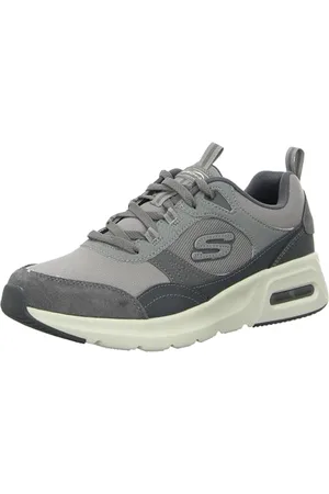 Skechers Skech-Air Court Homegrown, Sneaker Uomo, Grey Suede/Mesh/Duraleather/Trim, 40 EU