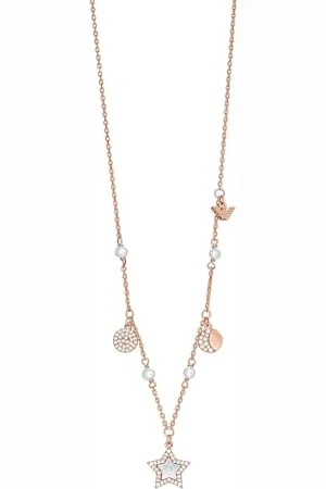 Emporio Armani Collana a catenina da donna in ottone color oro rosa, EGS3106221