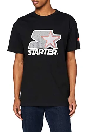STARTER BLACK LABEL Starter Multicolored Logo Tee T-Shirt, (Black/Grey), L Uomo