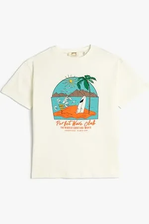 Koton T-Shirt Printed Short Sleeve Crew Neck Cotton, T-Shirt Ragazzi, (010)