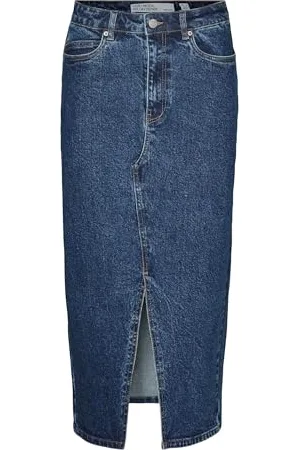 VERO MODA Vmveri HR Calf Denim Ga Noos Gonna, , M Donna