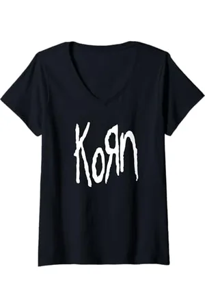 Korn Donna Logo Maglietta con Collo a V Maglietta con Collo a V
