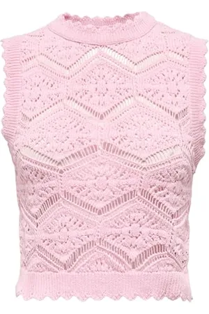 ONLY Onlfrida Life SL Structure Top Ex Knt Maglia, Colore: Rosa, L Donna