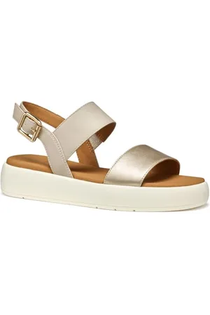 Geox D CAMALEI A, Sandalo Piatto Donna, Lt Gold/Beige, 41 EU