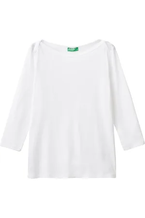 Benetton 3ga2e16a1, Maglietta Donna, Bianco Ottico 101, XS