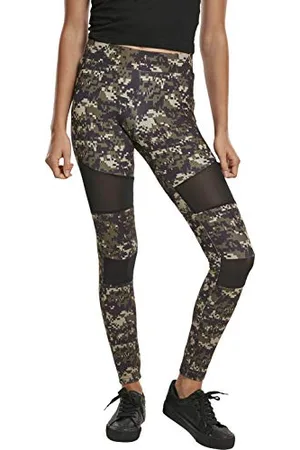 Urban classics Leggings Donna Motivo Mimetico con Retina Trasparente, Camo Tech Mesh, Materiale Opaco - Pantaloni Sportivi, Taglia: XS Colore