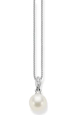Thomas Sabo Collana da donna con ciondolo in 925 perla bianca taglio ovale zirconi 42 cm - SCKE150060, 38cm, sterling, Perla Zirconia cubica