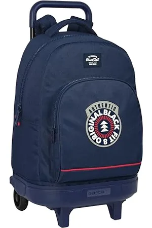 Blackfit8 Authentic - Zaino grande con ruote, compatto, rimovibile, ideale per bambini di diverse età, comodo e versatile, qualità e resistenza, 33 x 22 x 45 cm, colore blu marino, , Estándar