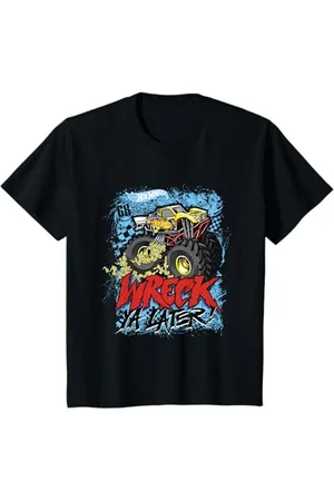 Hot Wheels Bambino Relitto Ya Più tardi Monster Truck Kids Maglietta