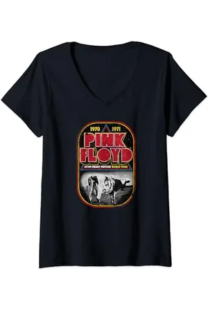 Pink Floyd Donna Tour mondiale dei Atom Heart Mother Distressed Maglietta con Collo a V