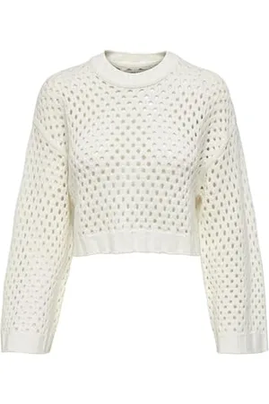 ONLY Onlsmilla Short Pullover L/S Knt Noos, Marshmallow, XS Donna