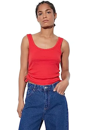 Trendyol Red Shrink Detailed Athlete Flyillated T-Shirt, Colore: , L Donna