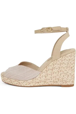 Tommy Hilfiger Donna Espadrillas Wedge Chambray High con Cinturino alla Caviglia, Beige (Horseradish), 37 EU