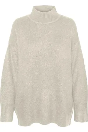 VERO MODA Vmphillis LS Highnk Ga Boo-Pullover Lungo Maglione Lavorato a Maglia, Betulla/Dettaglio: Melange, XS Donna
