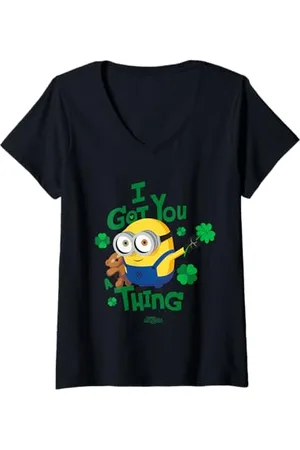 Minions Donna Bob and Tim I Got You a Thing St Patty’s Day Maglietta con Collo a V