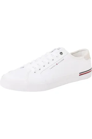 Tommy Hilfiger Uomo Sneakers Vulcanizzate Core Corporate Canvas Profilo Basso, (White), 42 EU